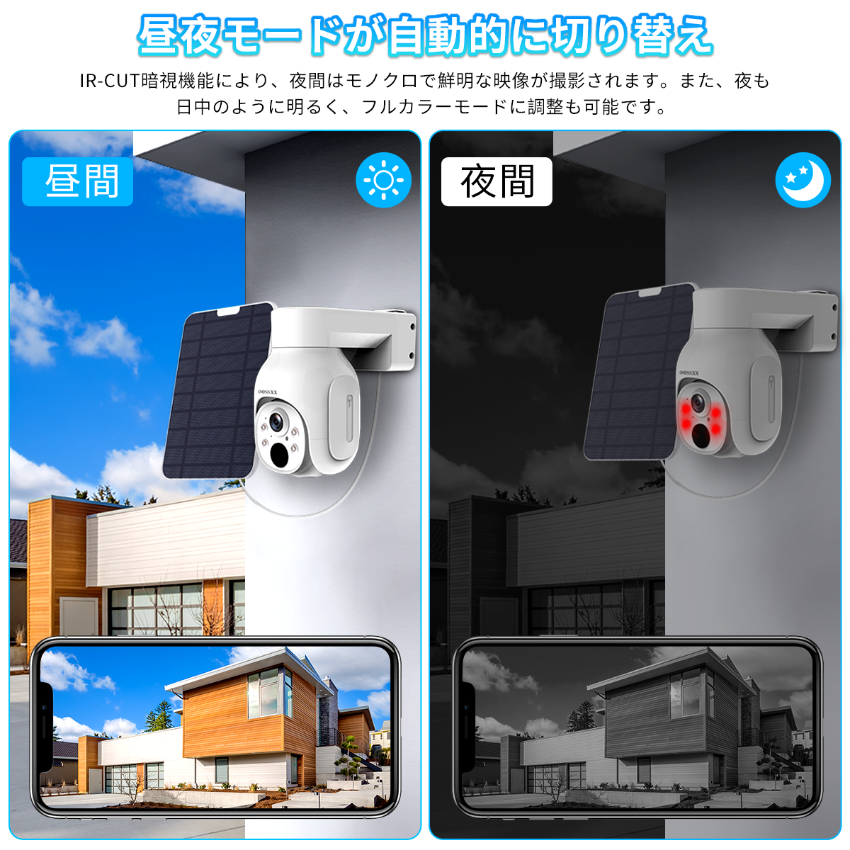 【ソーラーパネル充電・双方向通話・PTZ】 OOSSXX ワイヤレス 防犯カメラ ソーラー 屋外 400万画素 電池式 ソーラーパネル充電 監視カメラ ネットワークカメラ