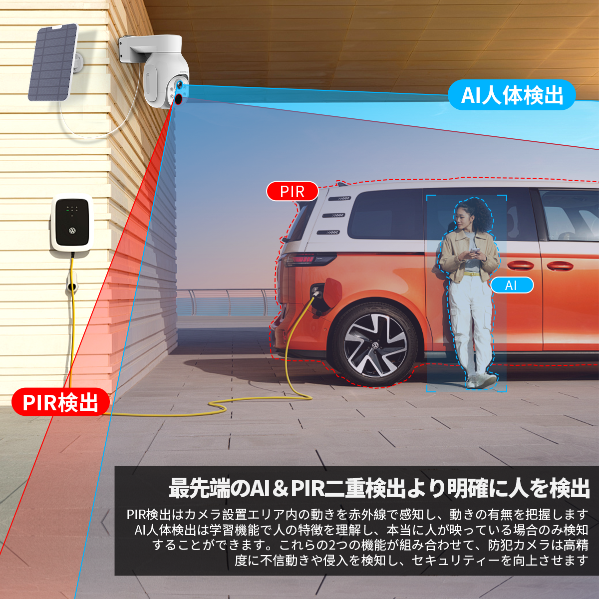 【ソーラーパネル充電・双方向通話・PTZ】 OOSSXX ワイヤレス 防犯カメラ ソーラー 屋外 400万画素 電池式 ソーラーパネル充電 監視カメラ ネットワークカメラ