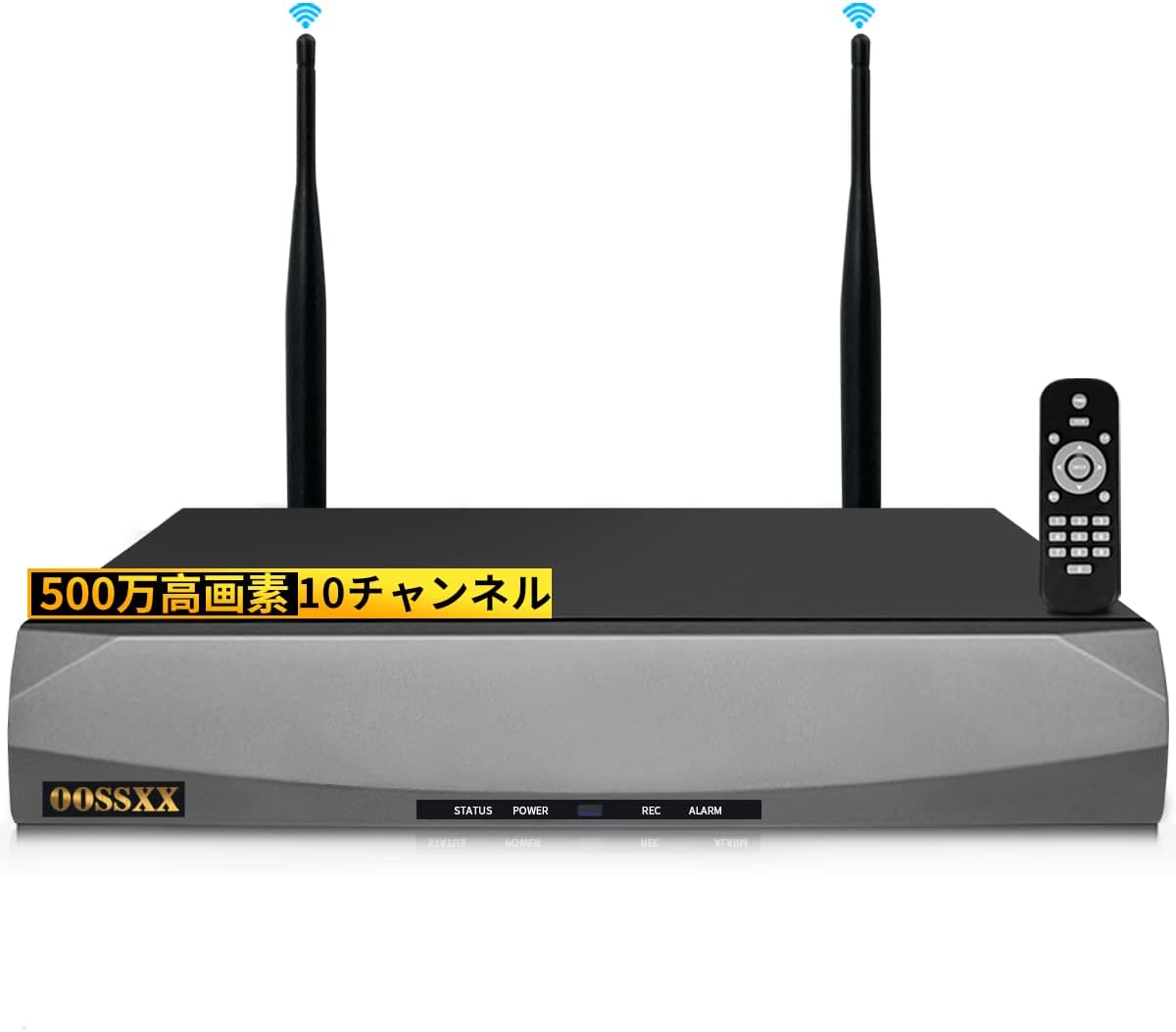 OOSSXX NVR Recorder, Recording Device, 5 Megapixel Recorder, Can Connect Up to 10 Devices, Remote Monitoring, Japanese System, Security Monitoring, Network Recorder, Security, HDD Not Included (Adapter Included) (Black (10CH)) (Wireless NVR)