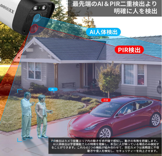 【双方向通話・ダブルアンテナ信号強化・130° 超広角】 防犯カメラ ワイヤレス 屋外 3K 500万画素 ワイヤレス 屋外 監視カメラ 防犯 カメラ セキュリティカメラ 増設カメラ