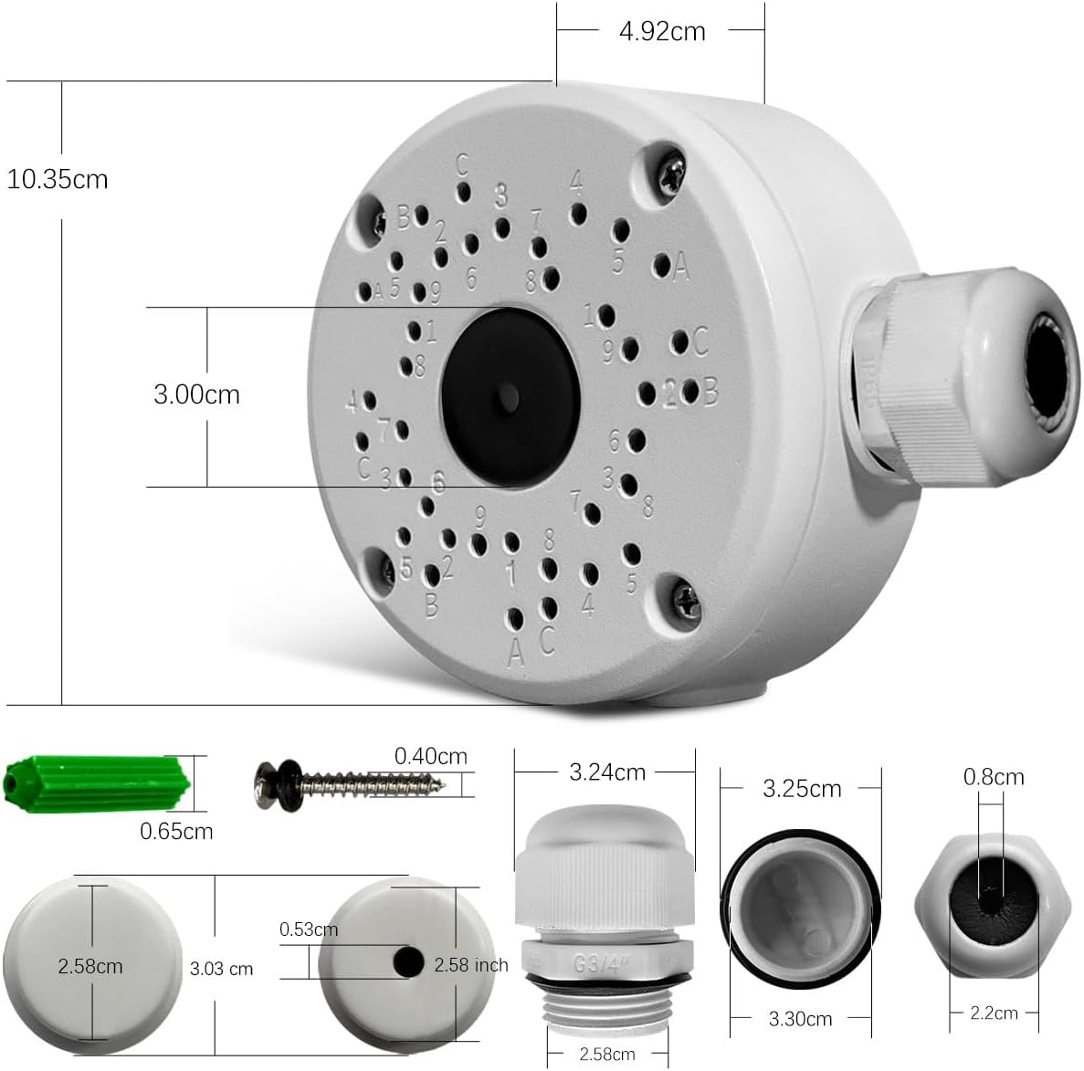 Waterproof Junction Box for Cameras Electrical Enclosure for IP Cameras Indoor/Outdoor Screw Cable DIY Case