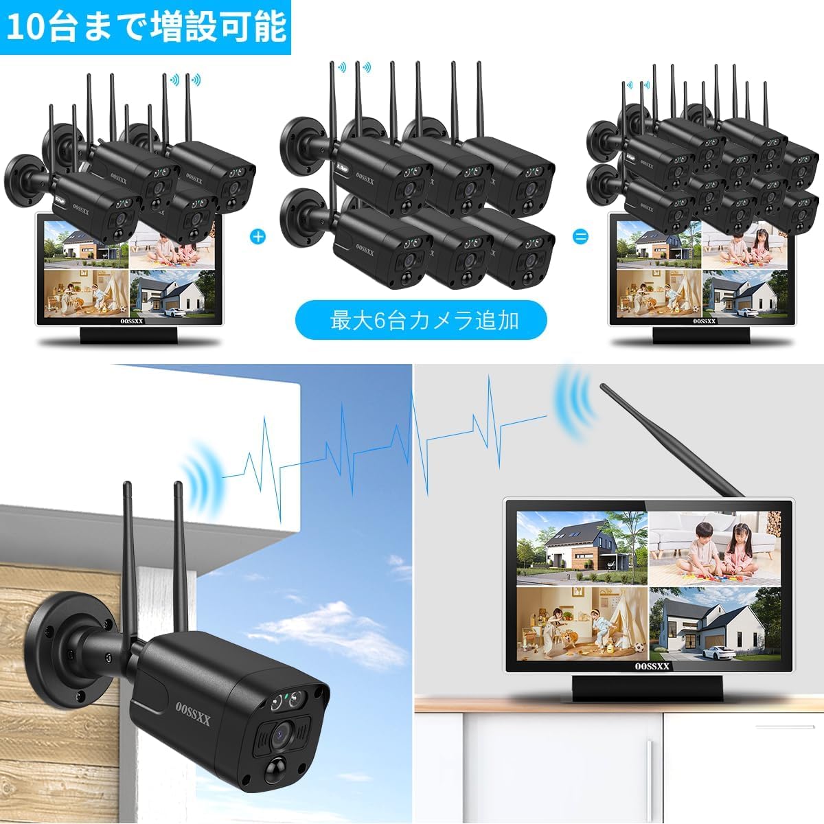 【双方向通話・ダブルアンテナ信号強化・130° 超広角】 防犯カメラ ワイヤレス 屋外 防犯カメラセット防犯カメラ 防犯カメラ ワイヤレス 屋外 ワイヤレス防犯カメラセット 監視カメラ モニター付き ワイヤレス 防犯カメラ モニター 監視カメラ 防犯カメラセットランキング 防犯 カメラ セット 防犯カメラ 屋外 モニター付き防犯カメラ 4台 防犯 カメラ 黒 (保護カバー付属する)