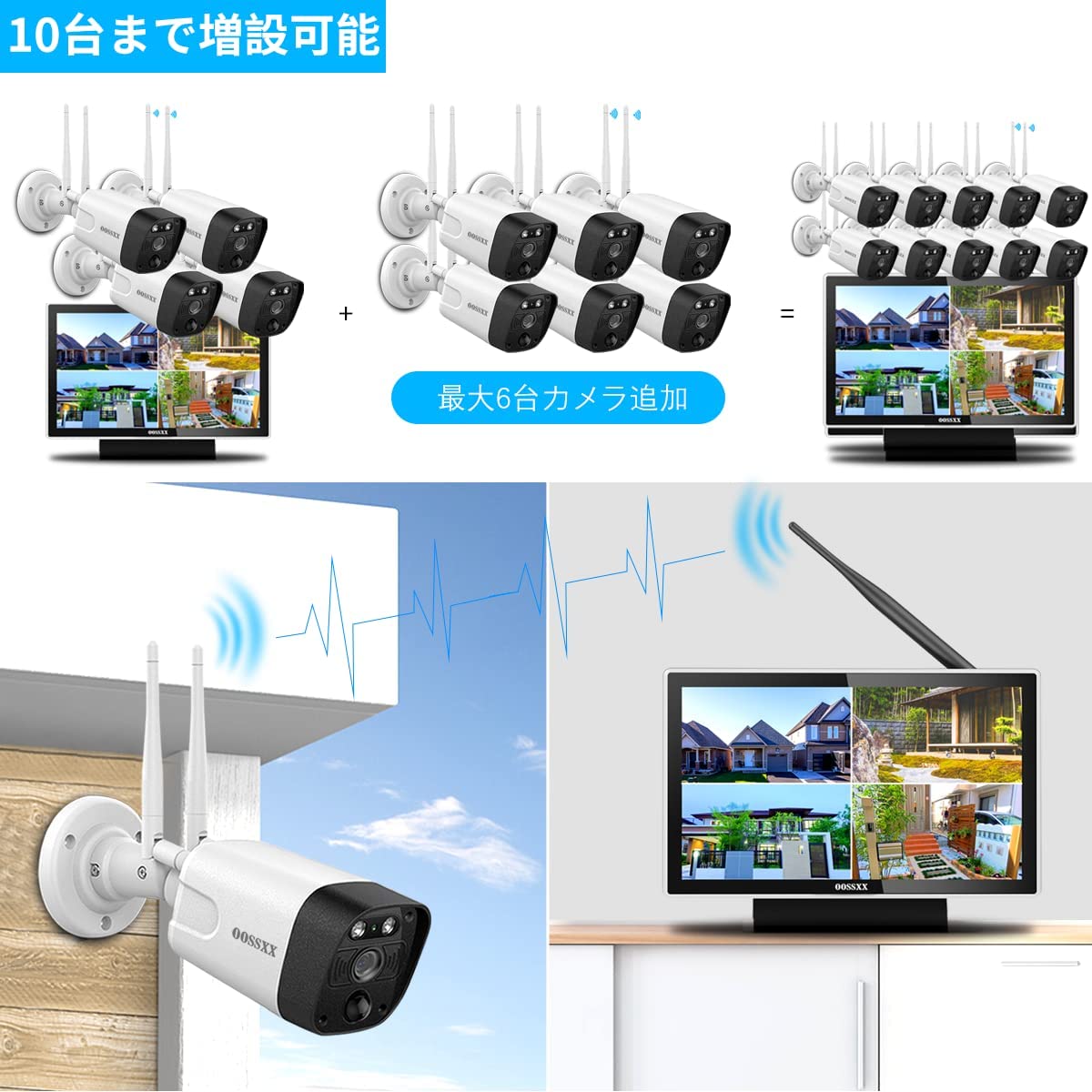 【双方向通話・ダブルアンテナ信号強化・130° 超広角】 防犯カメラ ワイヤレス 屋外 3K 500万画素4台 防犯カメラセット 防犯カメラ 防犯カメラ ワイヤレス 屋外 ワイヤレス防犯カメラセット 監視カメラ モニター付き ワイヤレス 防犯カメラ モニター 監視カメラ 防犯カメラセットランキング 防犯 カメラ セット 防犯カメラ 屋外 モニター付き防犯カメラ 4台 防犯 カメラ