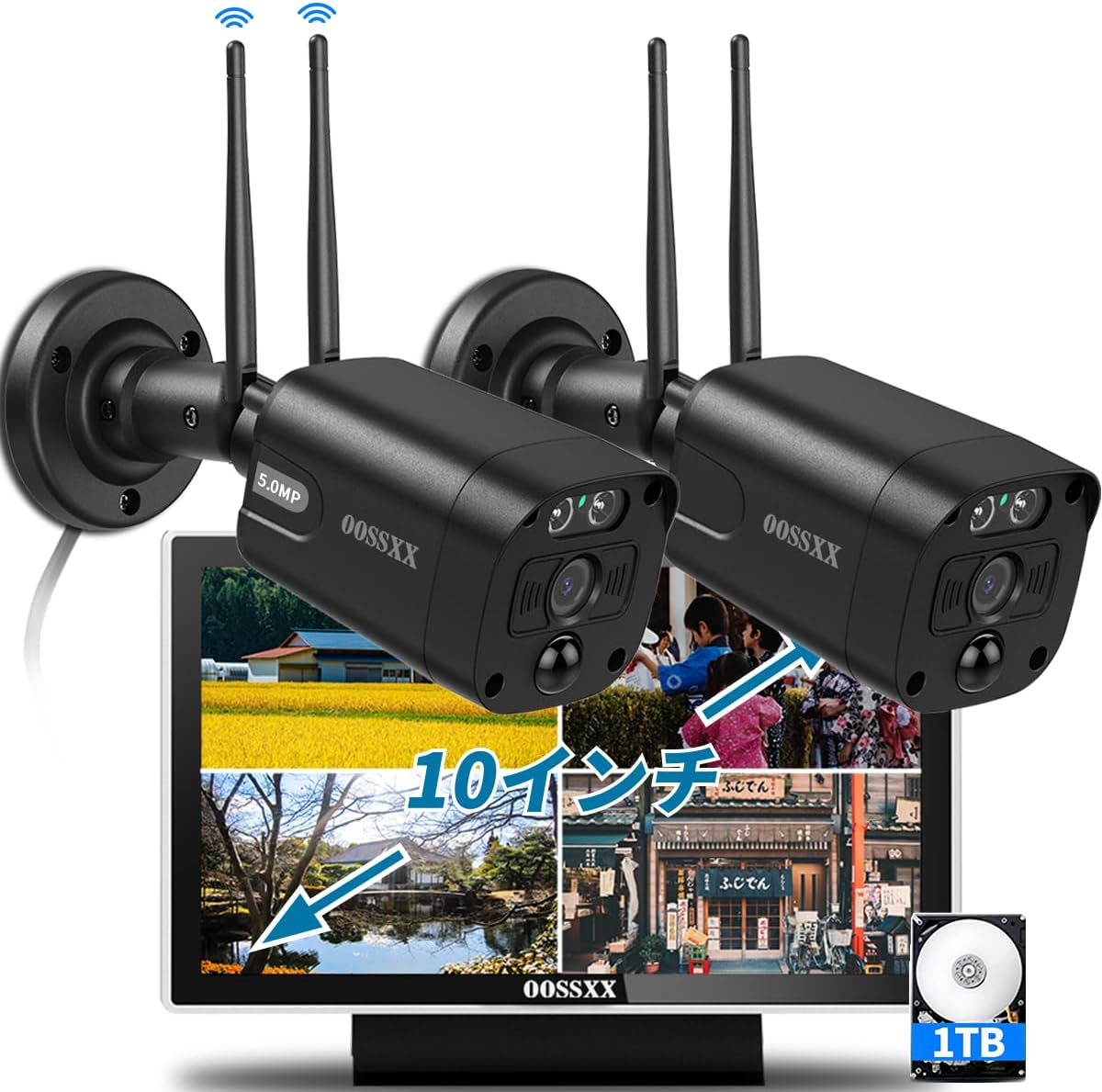 【双方向通話・ダブルアンテナ信号強化・130° 超広角】 防犯カメラ ワイヤレス 屋外 3K 500万画素 防犯カメラセット防犯カメラ 防犯カメラ ワイヤレス 屋外 ワイヤレス防犯カメラセット 監視カメラ モニター付き ワイヤレス 防犯カメラ モニター 監視カメラ 防犯カメラセットランキング 防犯 カメラ セット 防犯カメラ 屋外 モニター付き防犯カメラ セット2台 防犯 カメラ 黒