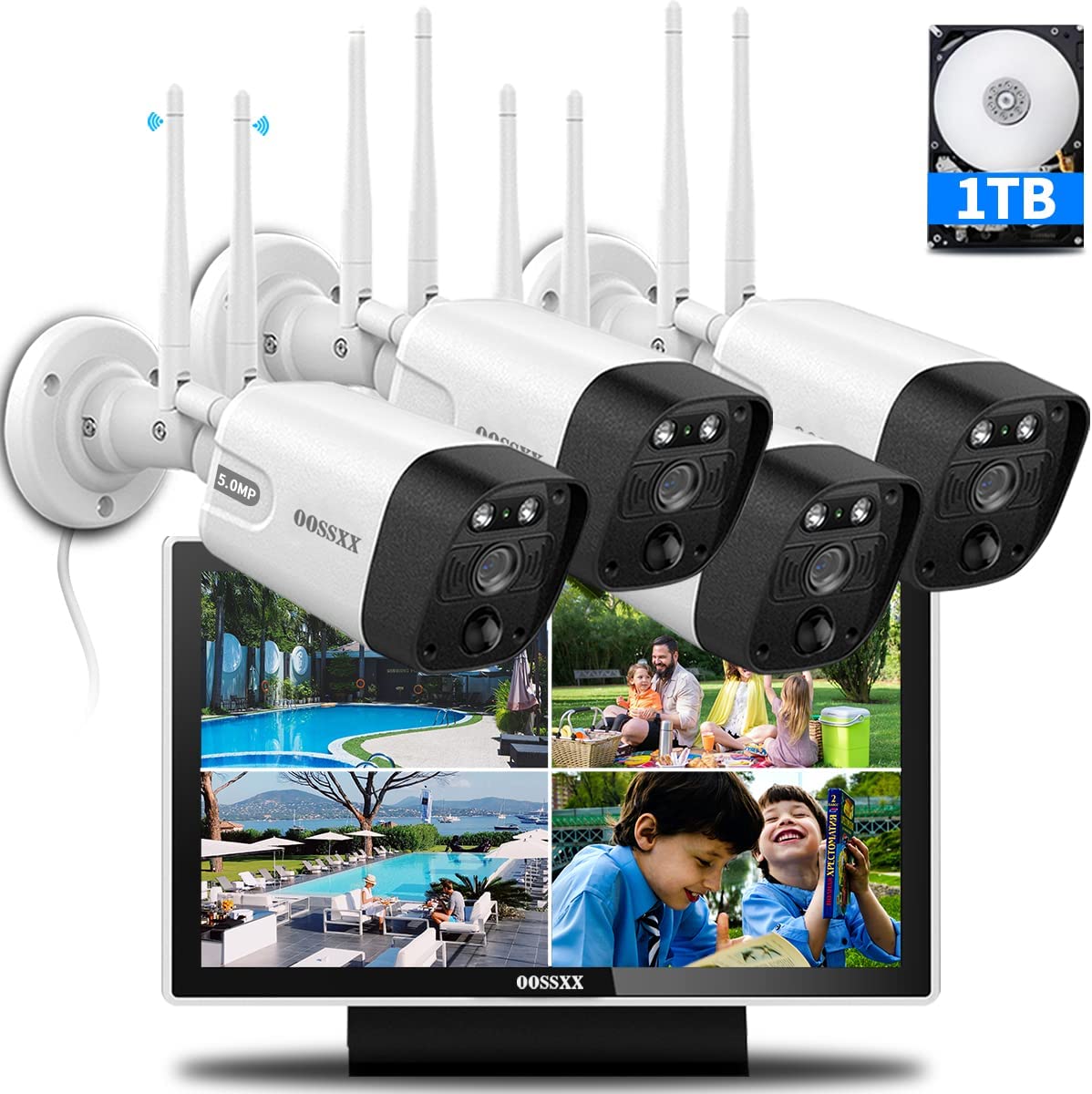 【双方向通話・ダブルアンテナ信号強化・130° 超広角】 防犯カメラ ワイヤレス 屋外 3K 500万画素4台 防犯カメラセット 防犯カメラ 防犯カメラ ワイヤレス 屋外 ワイヤレス防犯カメラセット 監視カメラ モニター付き ワイヤレス 防犯カメラ モニター 監視カメラ 防犯カメラセットランキング 防犯 カメラ セット 防犯カメラ 屋外 モニター付き防犯カメラ 4台 防犯 カメラ