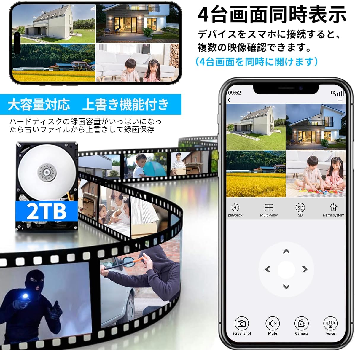 【双方向通話・ダブルアンテナ信号強化・130° 超広角】 防犯カメラ ワイヤレス 屋外 3K 500万画素4台 防犯カメラセットマスプロ 防犯カメラ 防犯カメラ ワイヤレス 屋外 ワイヤレス防犯カメラセット 監視カメラ 監視カメラ 防犯カメラセットランキング 防犯 カメラ セット 防犯カメラ 屋外