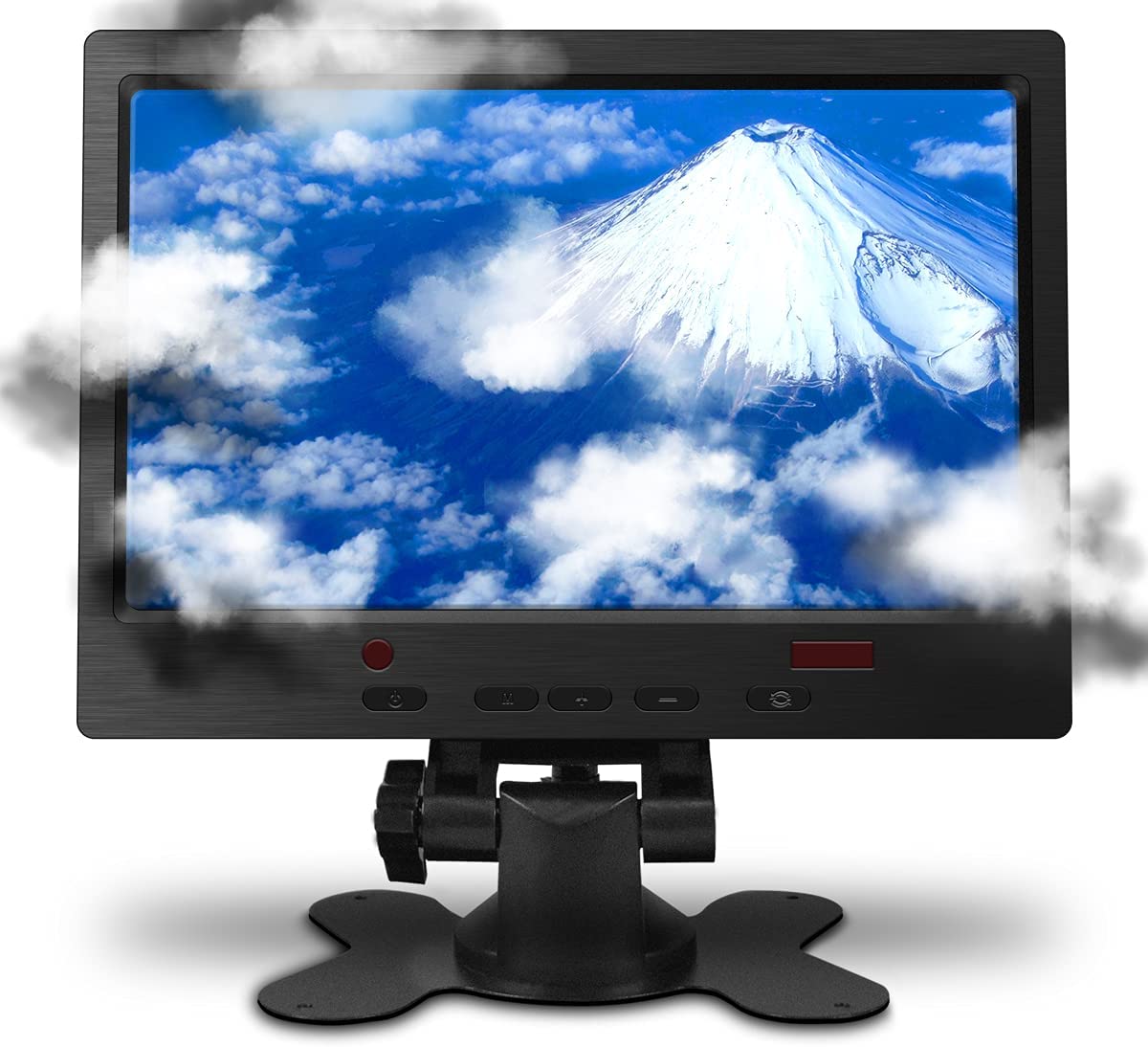 OOSSXX 7-inch Monitor TFT-LCD Monitor 16:9 LCD 140°(H)×160° Ultra-thin 1024×600 Display AV/VGA/HDMI Input Portable TFT LCD CCTV Video Display Touch Button for Security Surveillance Camera Easy to Carry