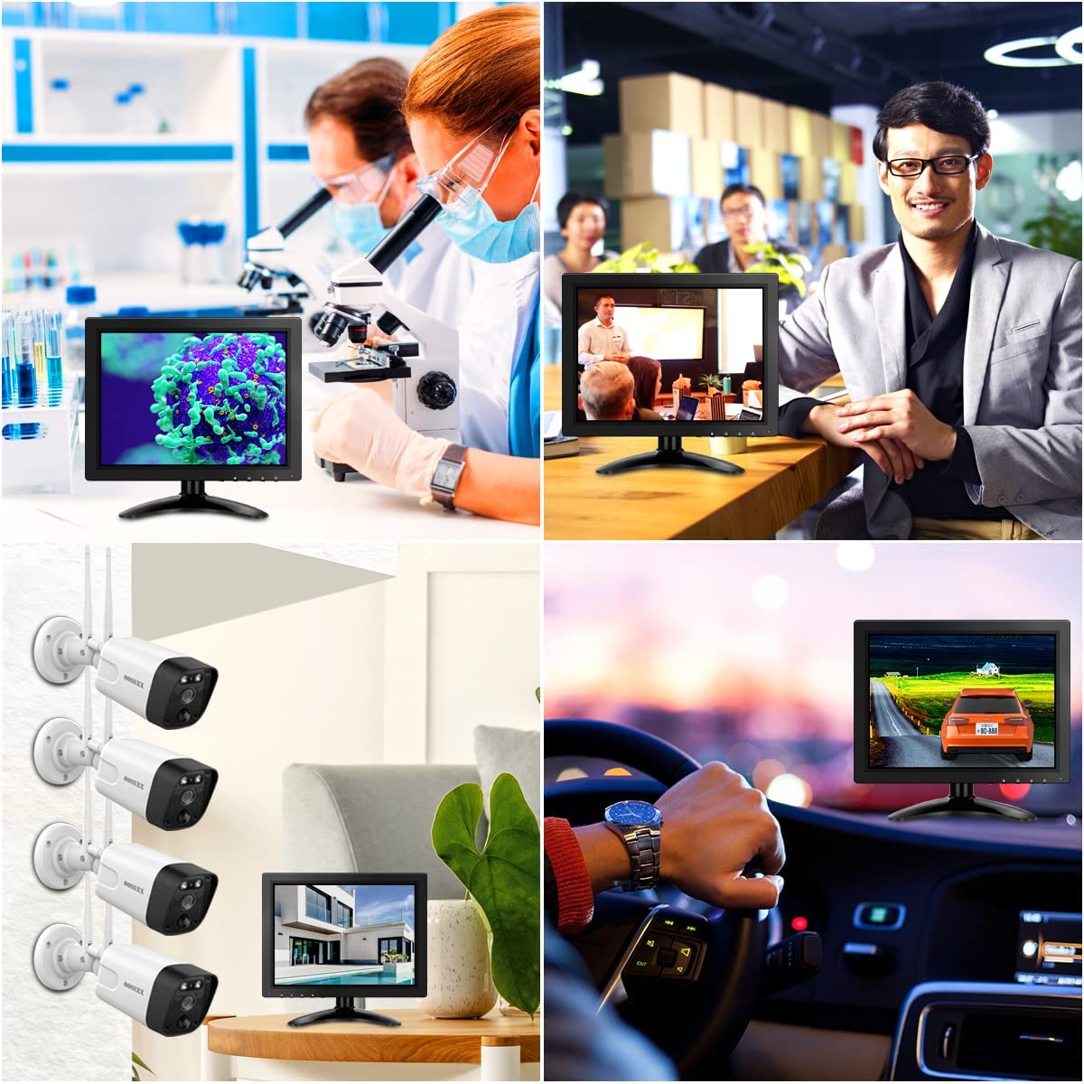 (IPS panel, full field of view 178°) 10-inch monitor LCD screen with HDMI/BNC/VGA/USB functions (1024x768)