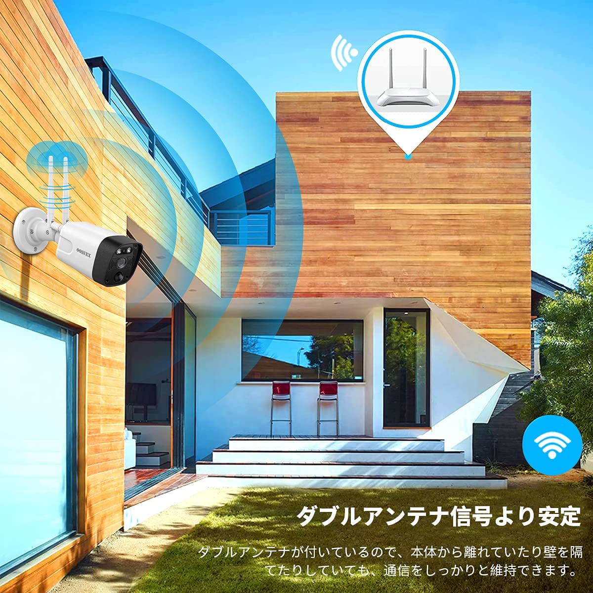 【双方向通話・ダブルアンテナ信号強化・130° 超広角】 防犯カメラ ワイヤレス 屋外 3K 500万画素 防犯カメラ 防犯カメラ ワイヤレス 屋外 監視カメラ 防犯 カメラ セキュリティカメラ 増設カメラ