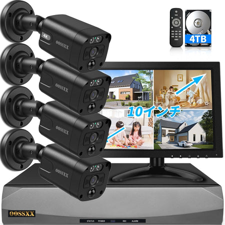 防犯カメラ　OOSSKK 4k  カメラ二台 500万超高画素 デュアルアンテナ 安全無線 130°超広角 AI&PIR二