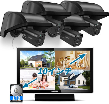 OOSSXX 4台 500万画素 防犯カメラ 監視カメラ 500万画素 家庭用POE防犯カメラ 双方向通話 AI人体検知 屋内外