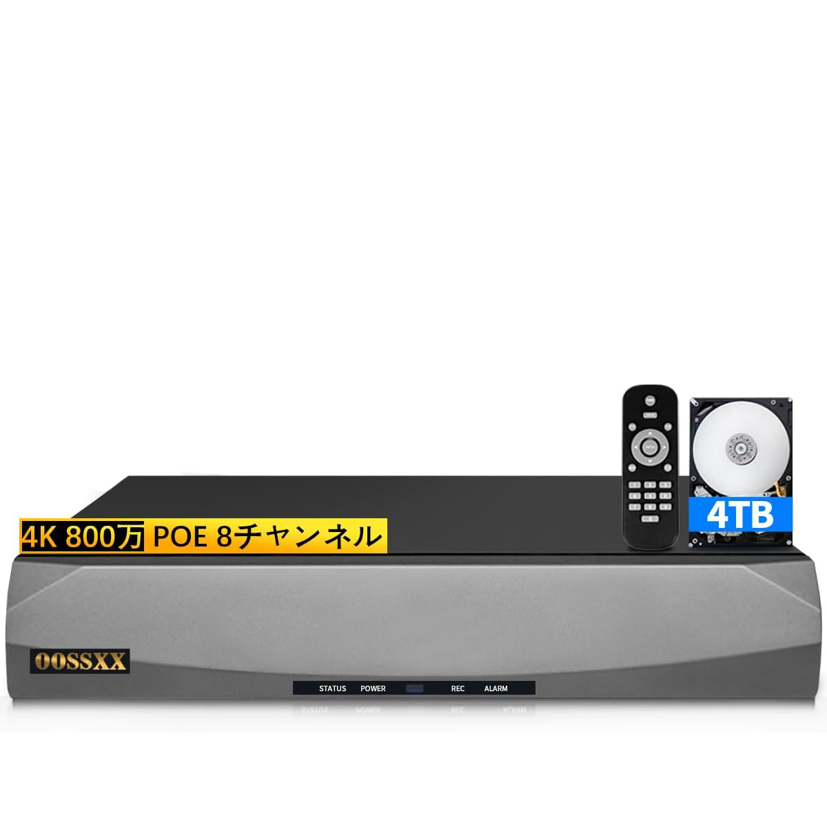 OOSSXX POE 防犯カメラ NVR レコーダー セキュリティ 8CH OOSSXX POE NVR ネットワーク ビデオ レコーダー 4K 800万画素 8