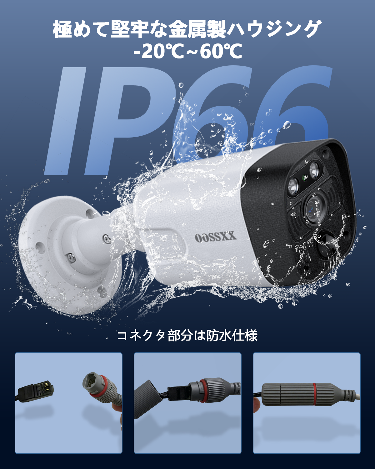 家庭用POE給電防犯カメラ単体 800万画素 双方向通話 130°超広角 AI人体