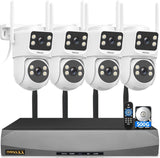 Load image into Gallery viewer, 【2.4G/5G対応・双方向通話・デュアルレンズ】OOSSXX 防犯カメラ PTZ 屋外 室内ワイヤレス 監視カメラ 4台セット 録画機 400万画素 セキュリティ 防犯カメラシステム 家庭用 工事不要 Wi-Fi 16台まで増設可能