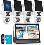 画像をギャラリービューアに読み込む, 【ソーラーパネル給電・双方向通話・二つ監視画面】OOSSXX 防犯カメラ 屋外 ワイヤレス 10インチモニタ一 監視カメラ 4台セット 400万画素 屋外 セキュリティ 防犯カメラシステム