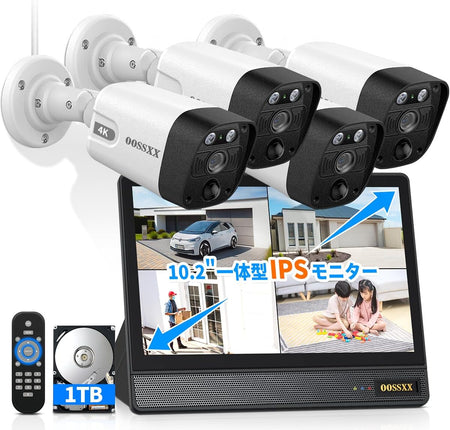 OOSSXX 4K防犯カメラ 防犯レコーダーセット カメラ4台 4TB Amazon.co.jp: 【最強翌日配送・4K800万画素録画機・AI人体検知