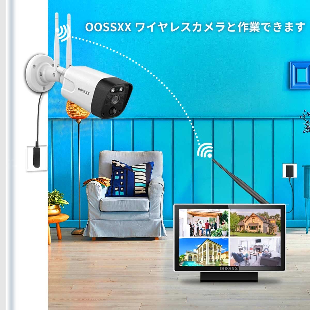 OOSSXX 防犯カメラ用 モニター 10インチモニター 一体型録画機 NVR モニター付き 10インチ カメラ追加 ワイヤレス防犯カメラ対応  ペアリング （ハードディスク無し）（部品）